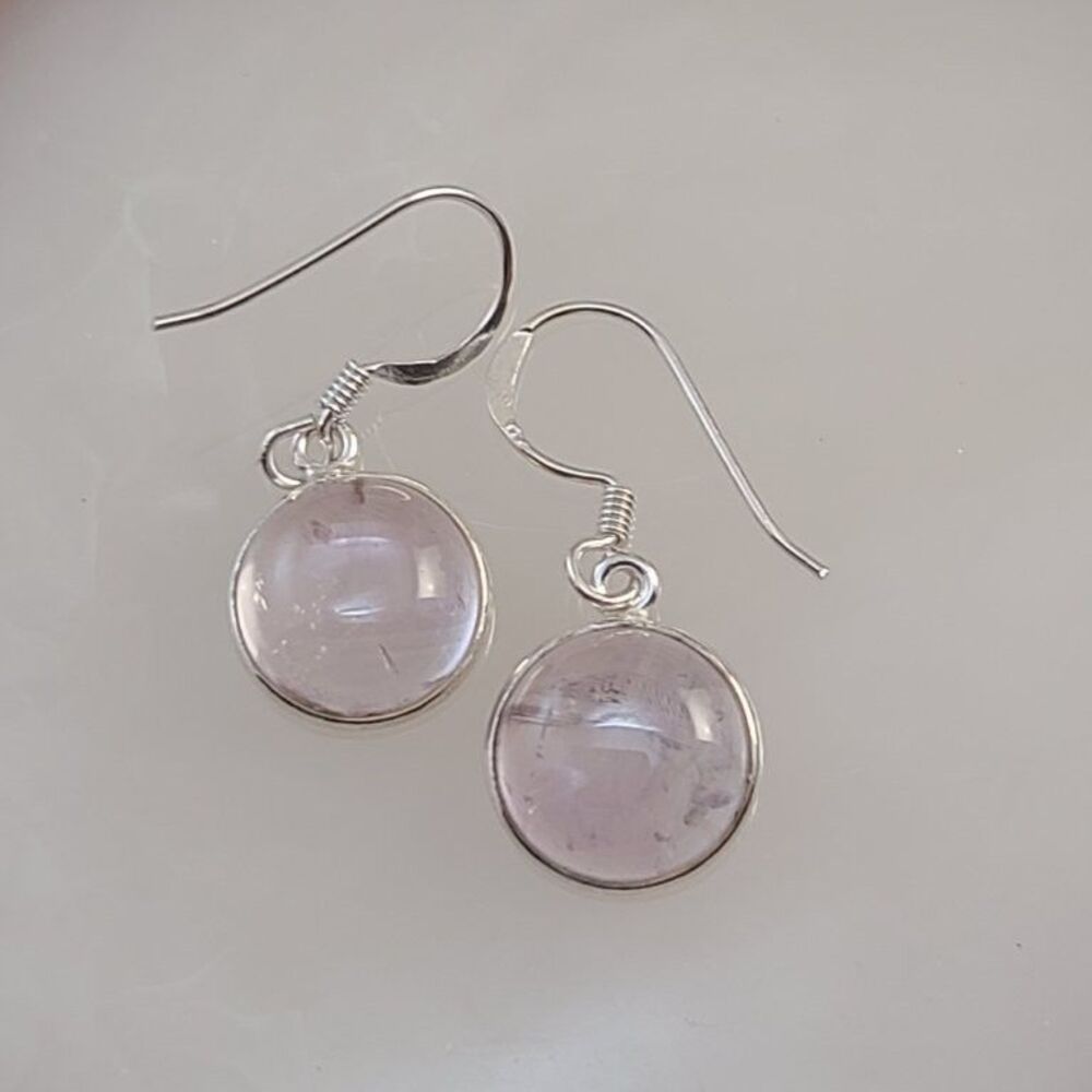 Light Purple Glass Raindrop Dangle Earrings 925 Sterling Silver Lavender Drop